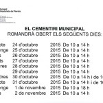 Horaris del Cementiri Municipal durant els dies de Tots Sants