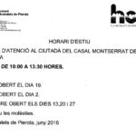 Horari d’estiu de l’Oficina d’Atenció Ciutadana de Can Fosalba