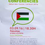 3 de setembre. Cicle de Conferències del Casal Català. Palestina, el dret a la terra