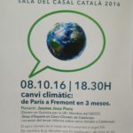8 octubre. Cicle de Conferències al Casal Català: "Canvi Climàtic"