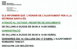 horari setmana santa 2017