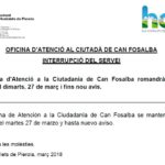 Interrupció temporal de l’OAC de Can Fosalba
