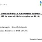 Horari d’atenció de l’Ajuntament durant l’estiu