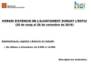 horari estiu ajuntament 2018