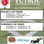 2 i 3 febrer. Partits de futbol al Camp d’Esports Municipal