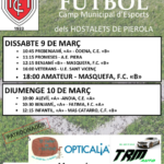 9 i 10 març. Partits de futbol al Camp Municipal d’Esports