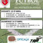 13 i 14 abril. Partits de futbol al Camp Municipal d'Esports