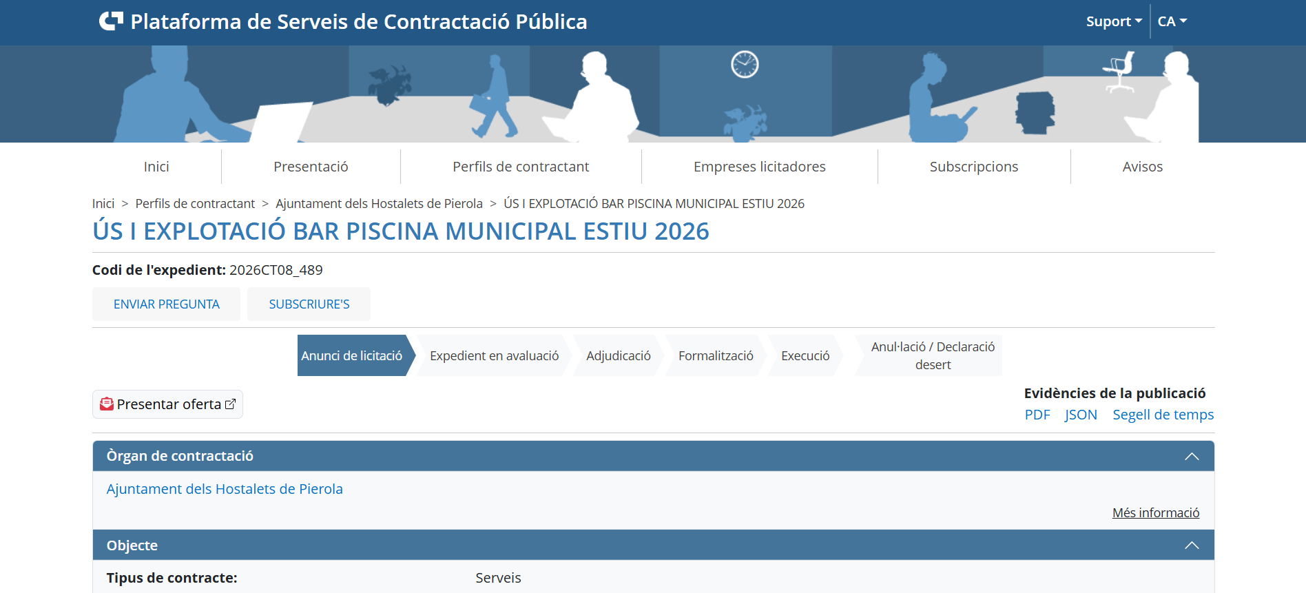 Licitació bar piscina